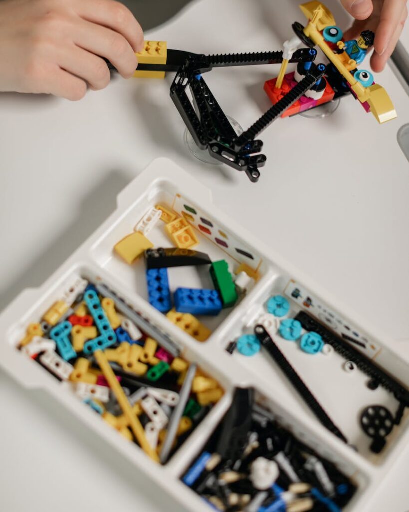 a person playing legos
