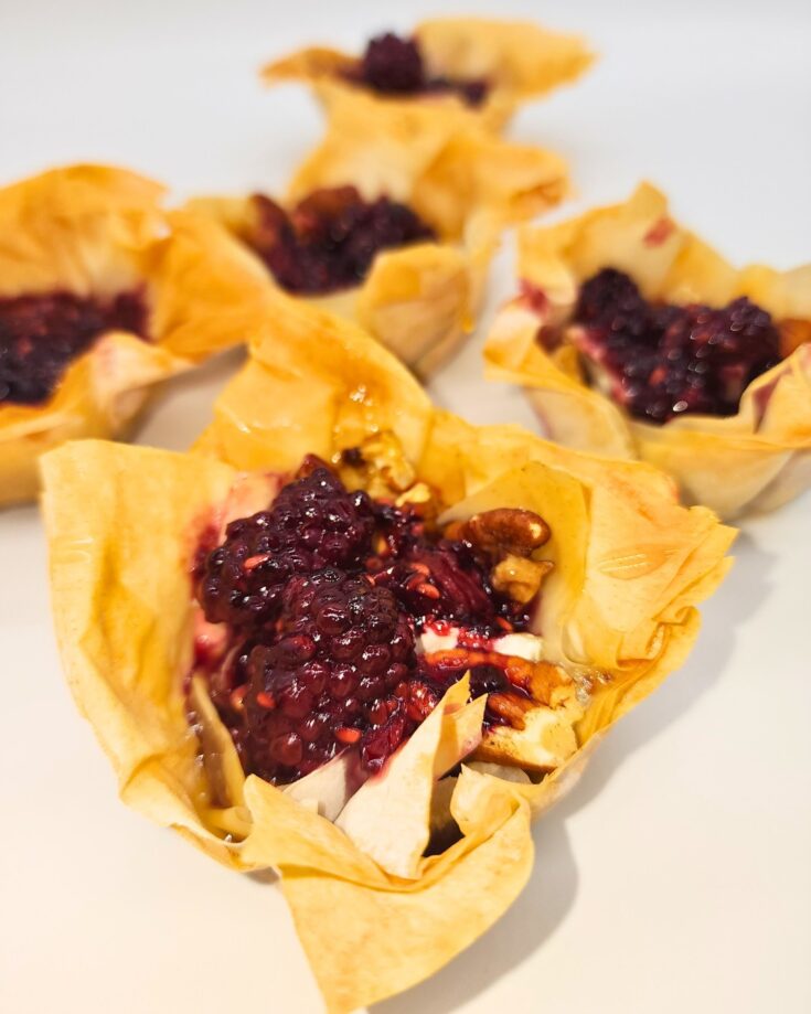Indulge in the irresistible Phyllo Pastry Brie Bites with luscious blackberry compote and toasted pecans. These bite-sized appetizers celebrate the flavors of brie and berries, delivering a burst of deliciousness. Inspired by Halle Berry's child support court victory, try these delightful treats and savor the perfect combination of creamy brie, tangy compote, and crunchy pecans. A must-try recipe for any occasion! 🧀🍇 #BrieBites #BlackberryCompote #AppetizerRecipe #DeliciousBites